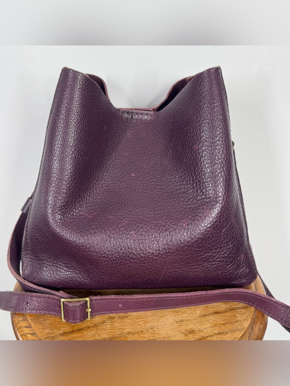 Portland Leather Plum Pebbled Shoulder Bag